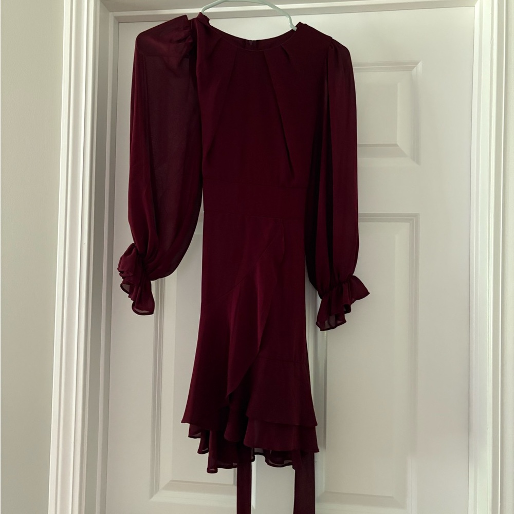 B Darlin Deep Red Long Sleeve Dress